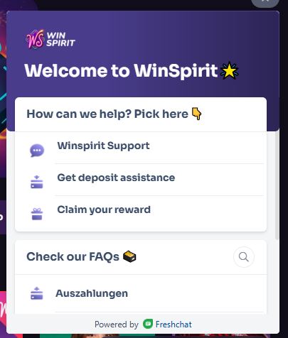 Erhalten Sie sofortige Hilfe durch WinSpirit Live-Chat-Support